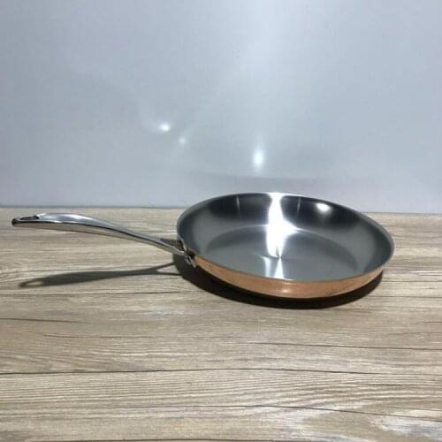 30cm 304 stainless steel copper color frying pan flat bottom three layers without coating gas cooker skillet breakfast egg pot