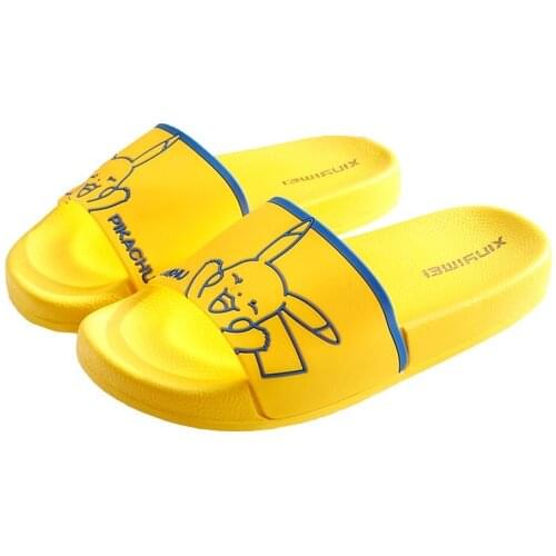 Pokemon Pikachu Childrens Slippers Soft Slippers PU Family Bathroom Non-slip Leisure Boys Girls Beach Vacation Fashion Summer