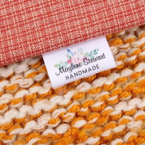 Text Custom, Personalised Cotton Fabric End Fold Labels, Fabric Tags, Sewing Labels, Name Labels(MD2047)