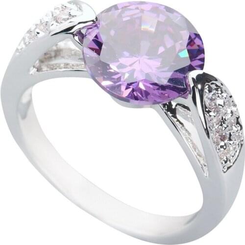 Clever Purple Stone 10*10mm Semi-precious Stone Silver Cool For Women Ring Q1886