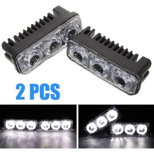2pcs Waterproof Car High Power Plastic LED Running Lights With 3-LED Lens DC 12V White 6500K Day-time Running Fog Lamps