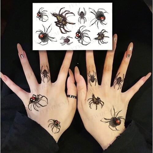 1pcs Henna Tattoo Stickers Transferable Temporary Waterproof Black Spider Wings Lip Print Hand Tattoo Body Art For Man And Woman
