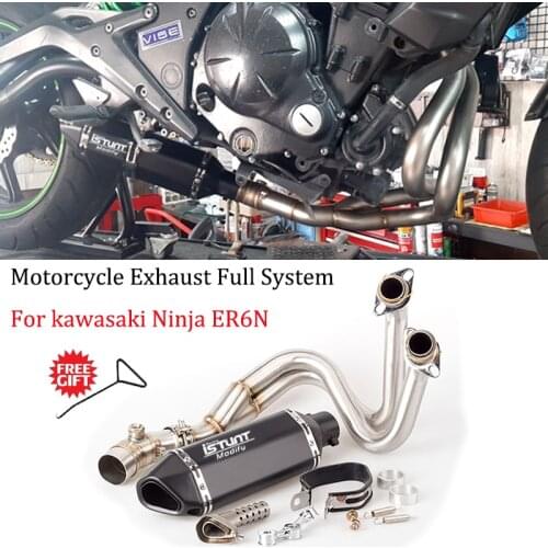 Motorcycle Exhaust Full Modified System Front Middle Link Pipe Muffler Escape Moto motocross DB Killer For kawasaki Ninja ER6N
