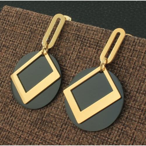 Free Shipping Simple Gold Color Drop Round Earring Fashion Stainless Steel Jewelry Earrings For Women EFGZDRHP