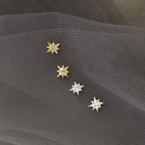 925 Sterling Silver Zircon Star Stud Earrings For Women Christmas Jewelry Pendientes Brincos eh322