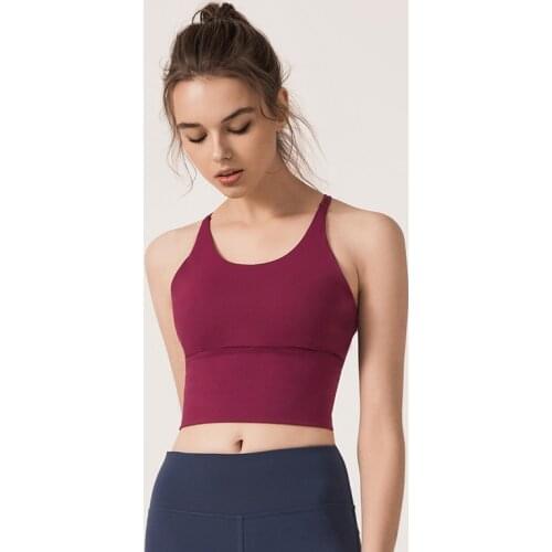 Women Double Shoulder Cross Backless Sports Vest Solid Color Straps Elastic Hollow Shockproof Yoga Fitness Bra