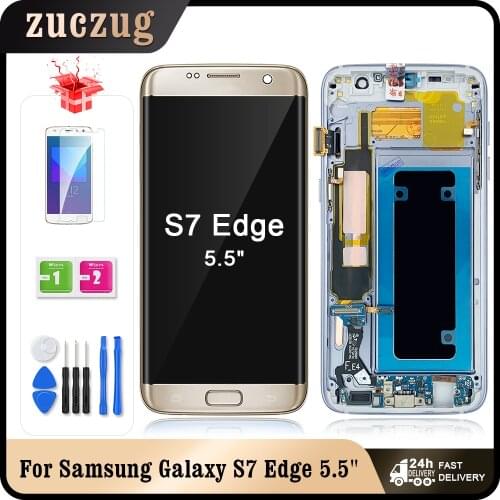5.5" Super AMOLED For Samsung Galaxy S7 Edge G935F SM-G935FD LCD Display Touch Screen Digitizer Assembly With Frame