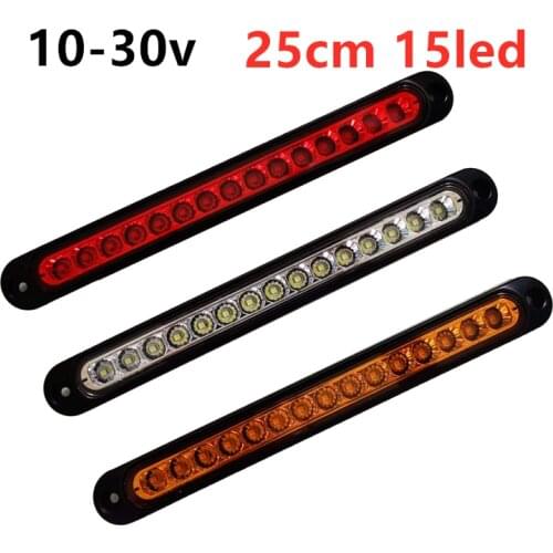 1Pc 25cm 10v-30v 15LED Car Truck Taillights Rear fog Light Stop Caravan Brake Lamp For Truck Trailer external lights Lorry lamp