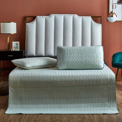 2/3pc Viscose Fiber Mat Set Summer Cool Light Green Latex Mattress Cover Bedspread Solid Blue Bed Sheet Pad Yellow Home Textile
