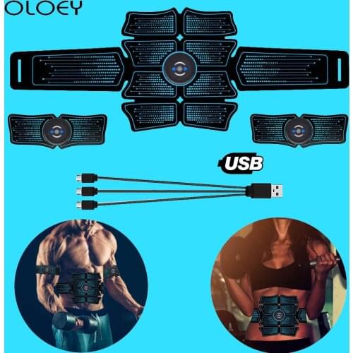 2020 New EMS Exercise Machine Abdominal Toning Belt Vibration Muscle Trainer Electronic Home Gym Fitness Massage USB Rechargable