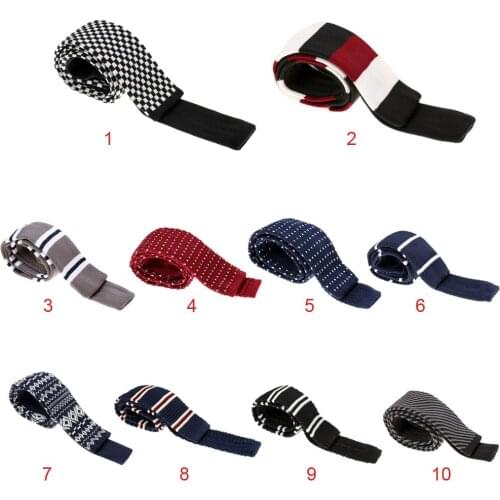 2x Hot Sale Men Knit Ties Necktie Narrow Slim Skinny Woven Cravate Narrow Neckties Black And White Plaid