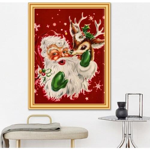 5D DIY Diamond Painting Santa Claus Cross Stitch Kit Christmas Gift Full Embroidery Mosaic Art Picture of Rhinestones Crafts