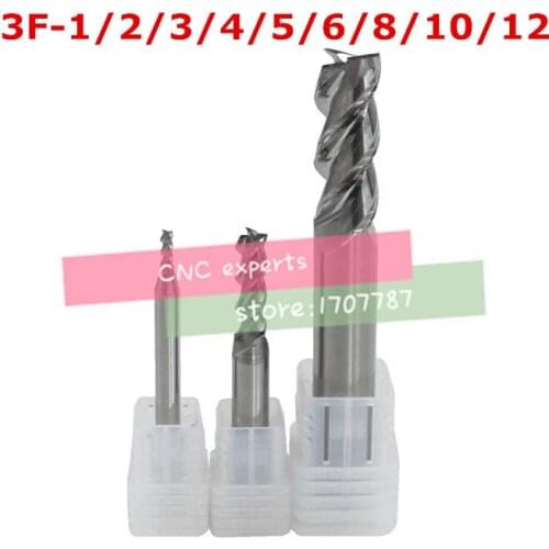 9pcs 3F-1-12 carbide Square Flatted End Mill,3flute Milling Cutter For Aluminum Endmill Tools Carbide Cnc End Mill Router Bits