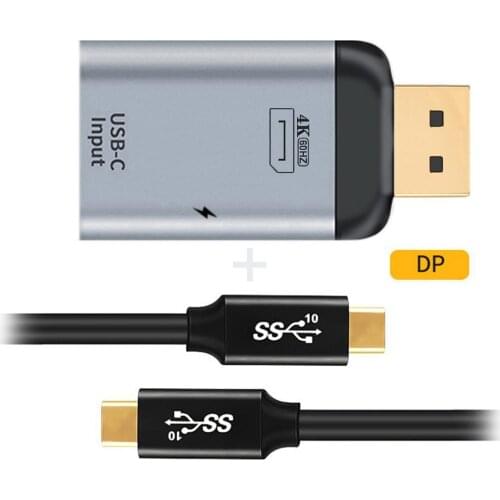 Xiwai Type-C USB-C Female Source Input to Mini Displayport DP Output HDTV Adapter with PD Power Port & 100W 10Gbps USB-3.1 Cable