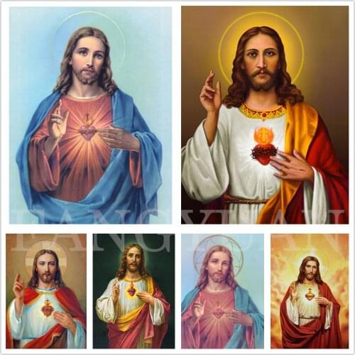 5D Diy Full Drill Religious Diamond Painting Sacred Heart of Jesus Diamond Mosaic Christian Embroidery Cross Stitch Home Decor