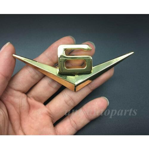 Auto Car Gold V6 Vintage Logo Chrome Trunk Metal Emblem Badge Decal Stickers