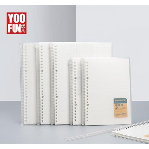Youfan 2021 New Arrival Push Clip Reusable Loose Leaf Notebook PP B5 Wordpad Grid Line Inner Pages A5 Removable Scrapbook