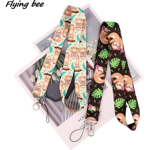 Flyingbee Kawaii Animal Sloth Creative Lanyards Id Badge Holder Keychain ID Card Pass Gym Badge Holder Lanyard Key Holder X2010