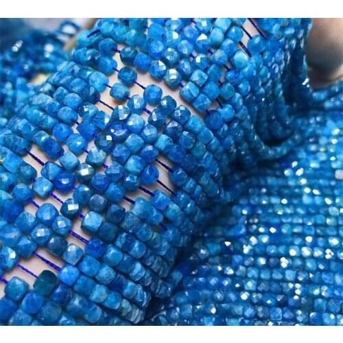 Apatite BLUE square faceted 4-5/6-7mm for DIY jewelry making loose beads FPPJ wholesale beads nature gemstone