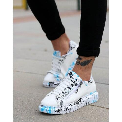 Design Heritage Zipper Painted Mens Sneaker Shoes