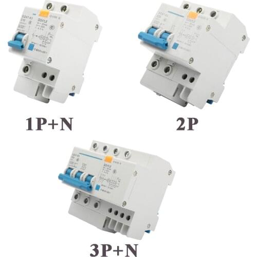 DPNL DZ47LE-63 1P+N 2P 3P+N 4P 20A 230V 50HZ 60HZ Residual Current Circuit Breaker With Over Current And Leakage Protection RCBO