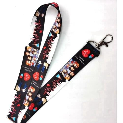 Hot Sale! Greys Anatomy Doctors Lanyard Neck Strap Card Bus ID Holders With Key Chain