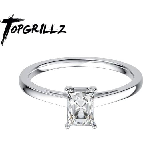 TOPGRILLZ 2021 New Small Baguette 0.5ct D Color Moissanite Rings VVS1 Moissanite Wedding Rings 925 Sterling Silver Fine Jewelry