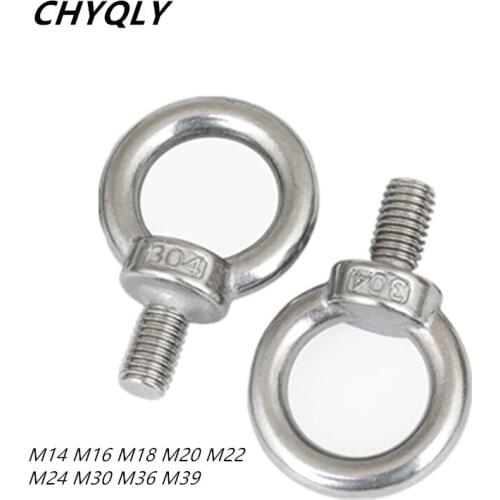 M14 M16 M18 M20 M22 M24 M30 Eye Bolts 304 Stainless Steel Marine Lifting Eye Screws Ring Loop Hole Cable Rope Eyebolt
