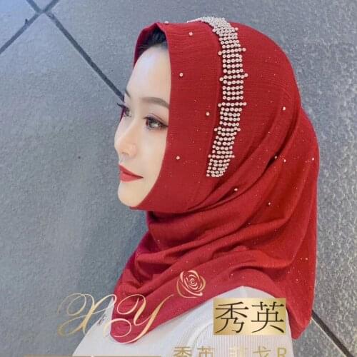 Multicolors Muslim School Girls Convenient Instant Beading Hijabs