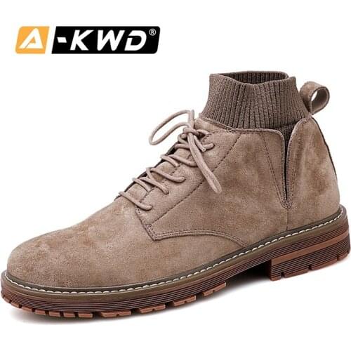 Fashion Mans Shoes Mens Leather Shoes Heren Schoenen Leer Luxury Men Shoes Thick Bottom Leather Sneakers High Top Work Footwear