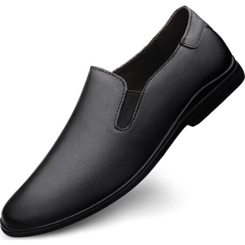 Men Leather shoes Mens Genuine Leather Fashion Beanie Shoes all-match wear-resistant breathable loafers office work Flats
