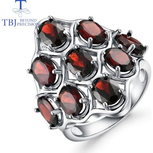 Natural gemstone garnet big rings 925 sterling silver neutral ring fine jewelry for woman Wedding or daily wear nice gift