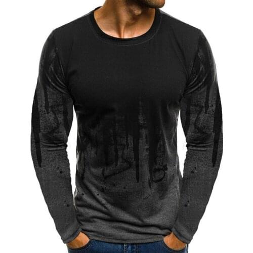 2019 new mens T-shirt tops hip-hop street long-sleeved fitness shirt mens printed camouflage mens T shirt 3XL large size