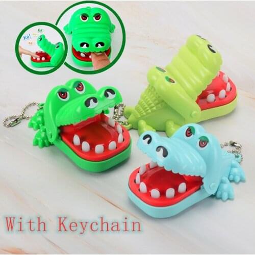 2021 Hot Sale New Creative Portable Small Size Crocodile Mouth Dentist Bite Finger Game Funny Gags Toy With Keychain For Kids