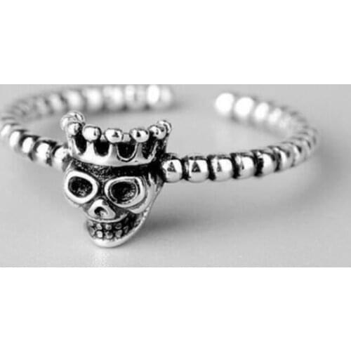 Sole Memory Retro Thai Silver Gimmick Personality Creative 925 Sterling Silver Female Resizable Opening Rings SRI235