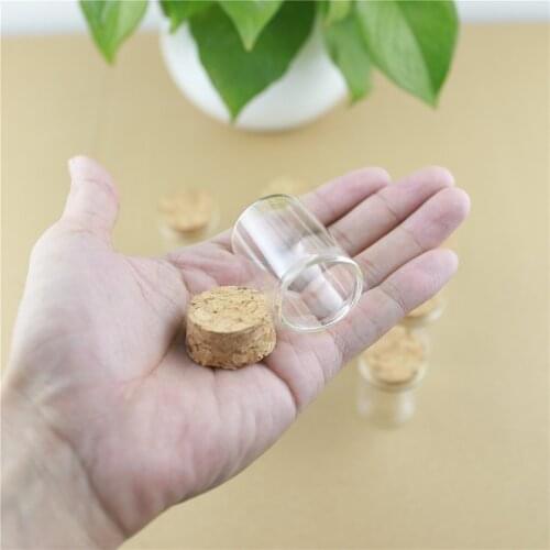 50pcs/lot 30*40mm 15ml Cork Stopper Mini Glass Bottle Spicy Storage Bottle Container Glass Jars Vials DIY Craft