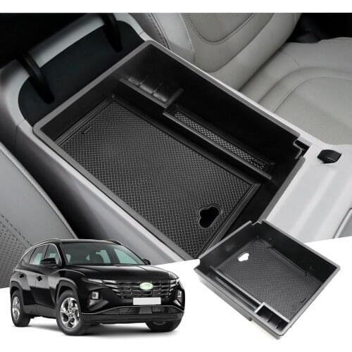RUIYA Car Armrest Storage Box For Tucson NX4 2021 Central Control Container Stowing Tidying Auto Interior Accessories Black