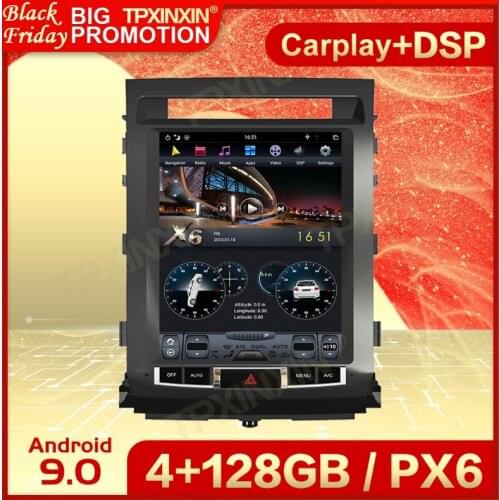 Carplay 2 Din Android 9 Tesla Stereo For Toyota Land Cruiser LC200 2008 2009 2010 2011 2012 2013 2014 2015 Navi Player Head Unit