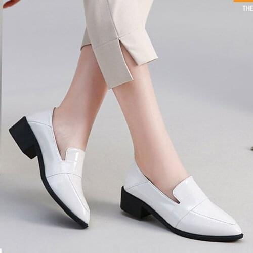Women Casual Shoes Office Work Shoes Woman Oxford Shoes Black Loafers Pointed Toe Boat Shoes Pointed Toe zapatos mujer 8156G