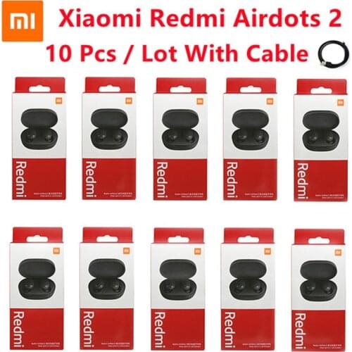 10 pieces Original Xiaomi Redmi Airdots 2 TWS Earphone Wireless bluetooth 5.0 Earphone Stereo Noise Reduction Mic Voice Control