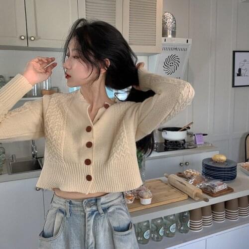 All Match Long Sleeve Knitwear O Neck Womem Top Autumn Winter Design Single-Breasted Sweater Cardigan Coat