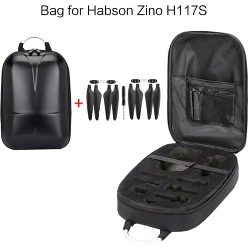 Waterproof Hard Shell PC Backpack Box Case Carrying Bag and 2 Pairs Propellers for Hubsan Zino H117S RC Quadcopter Drone