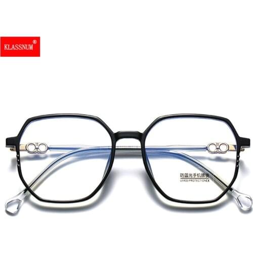1PCs Eyewear Frames Anti Blue light Glasses Round Myopia Eyeglasses Frame Simple Metal TR90 Women Men Transparent Mirror 2021