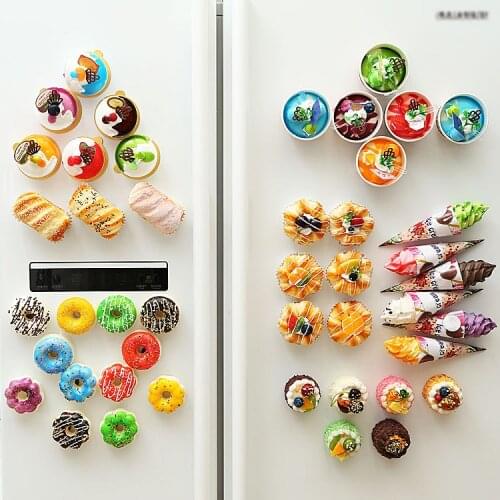6pcs/set Cake Ice Cream Donut Simulated Food With Magnet For Home Decoration Window Display And Photographic Prop