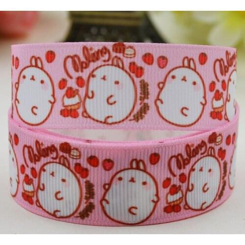 22mm 25mm 38mm 75mm Ruban satin Molang Cartoon printed Grosgrain Ribbon Hair Accessories party decoration 10 Yards X-02412