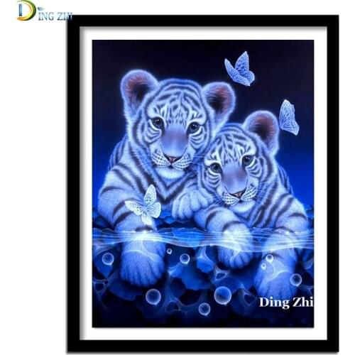 Embroidery DIY 5D Diamond Painting Full Square Round Drill Cross Stitch Drill Tiger Butterfly Rhinestones Mosaic Handmade Decor