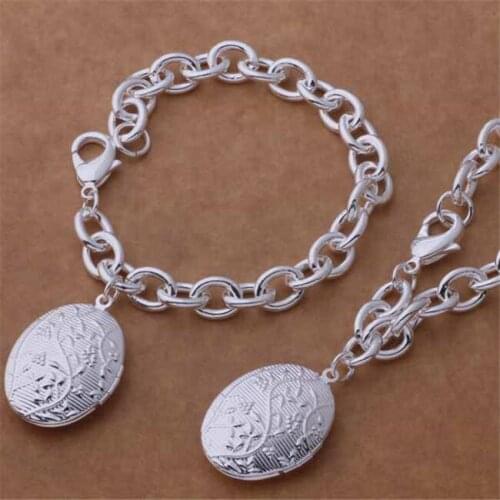 AS391 Hot Sale Silver Plated Color Jewelry Sets For Women Wholesale High Quality Classic Bracelet Necklace