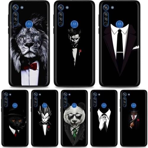 Man Suit Shirt Tie Phone Case for Motorola Moto G8 G9 Edge Plus G Power Play E6s E Plus One Fusion Cover Black Shell