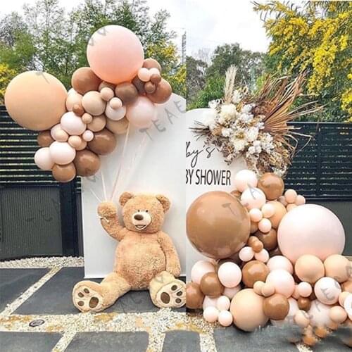 124pcs Brown Balloons Garland Kit Wedding Decoration Macaron Pink Balloon Arch Birthday Party Decor Baby Shower Boy Or Girl