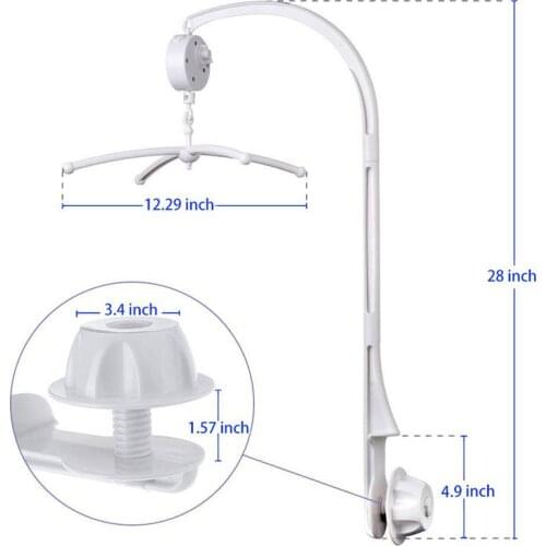 Baby Bed Bell Toy Holder White Rattles Bracket Mobile Crib Music Box Newborn Bell Crib Toy For 0-12 Month Baby